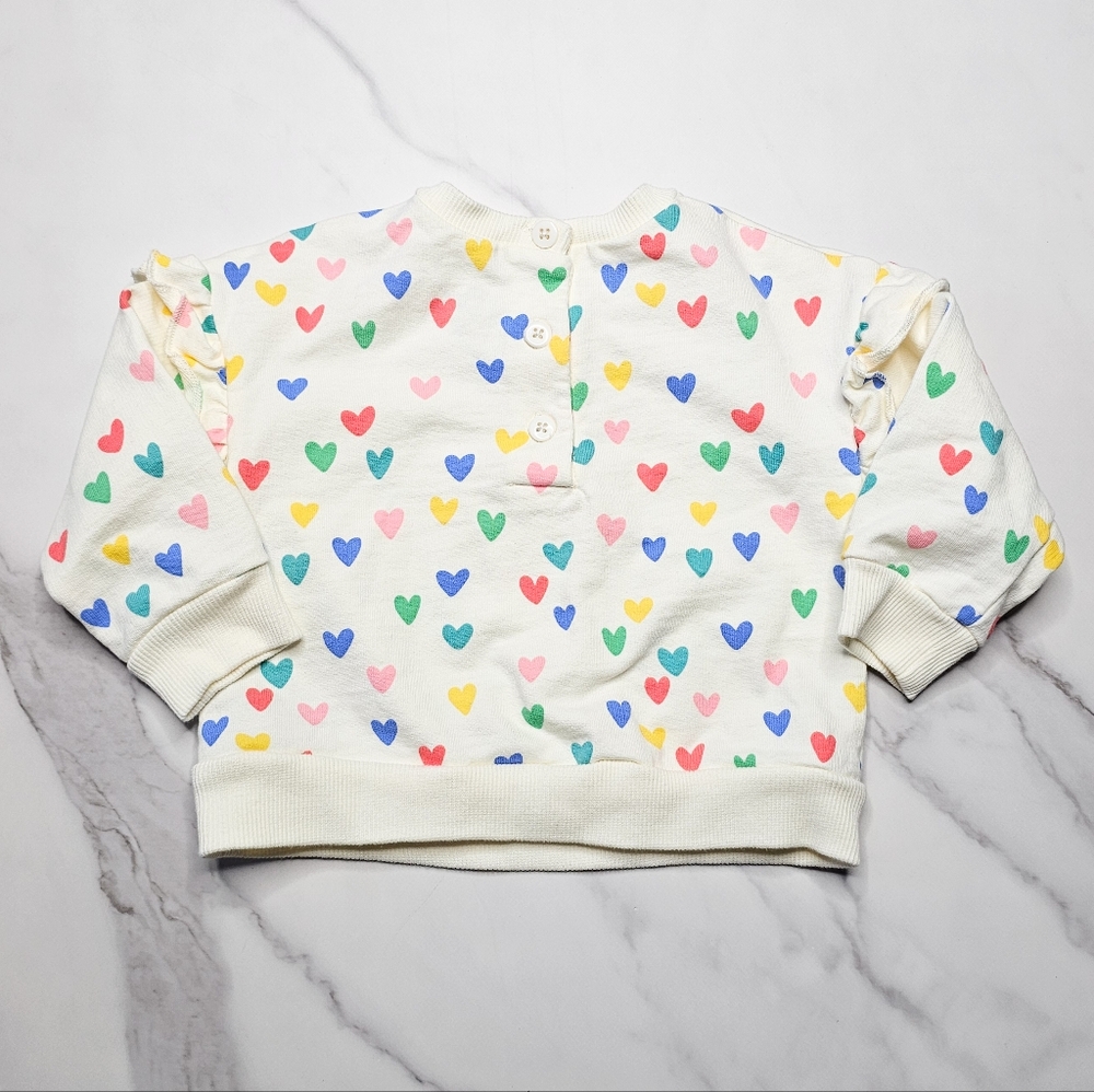 Babies Cream Long Sleeve Set w/ Multi-colored Hearts for Sz 12 Months - Picture 2 of 7